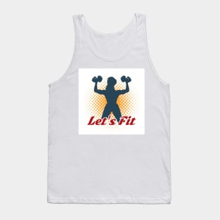 Fitness Club Emblem with Slogan Lets Fit Tank Top